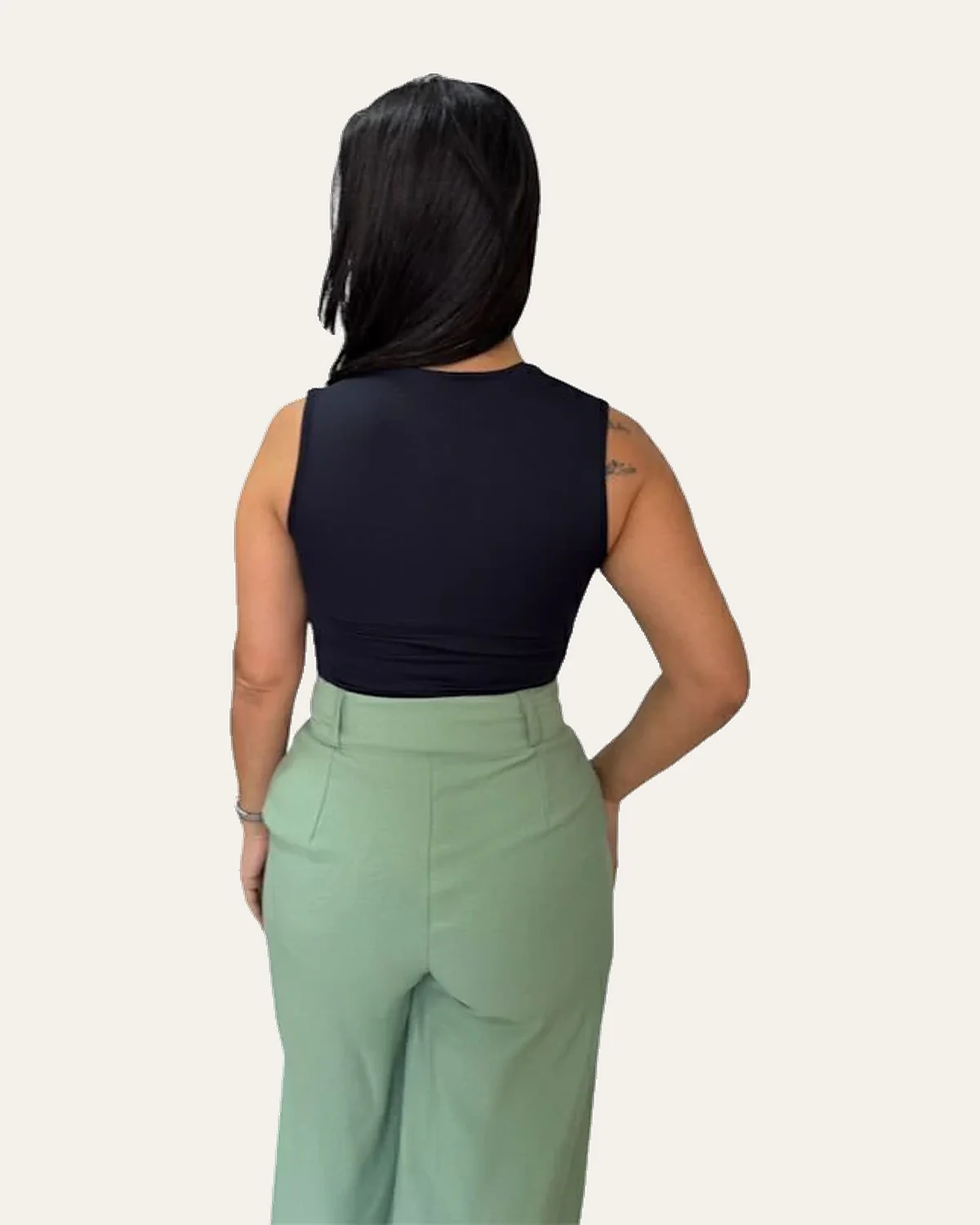 Blusa poliamida decote quadrado Preto, foto 3