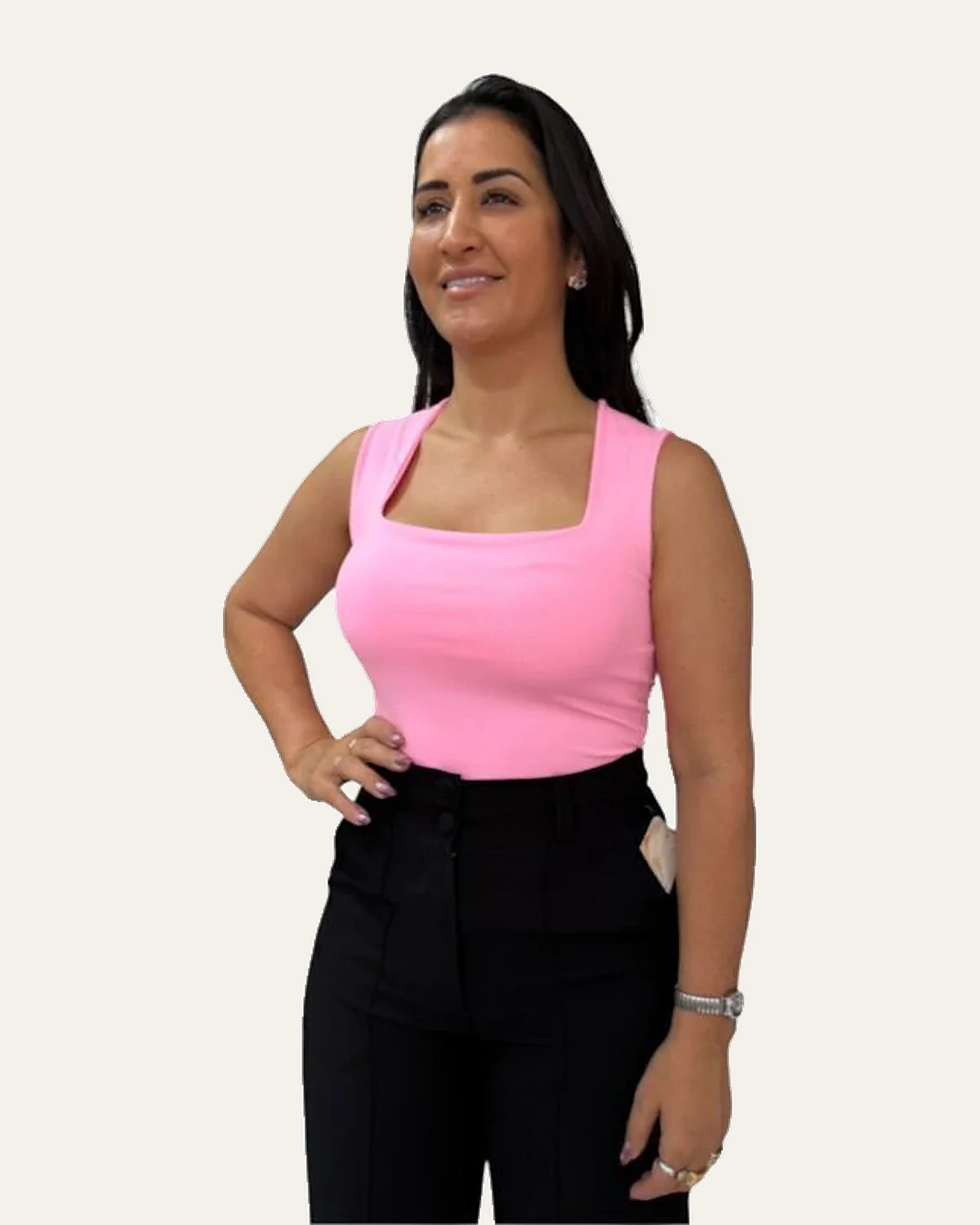 Blusa poliamida decote quadrado Preto, foto 9