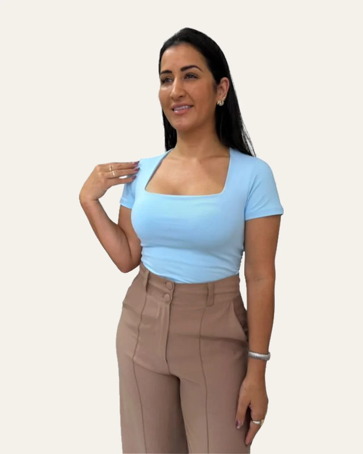 Blusa poliamida decote quadrado manga