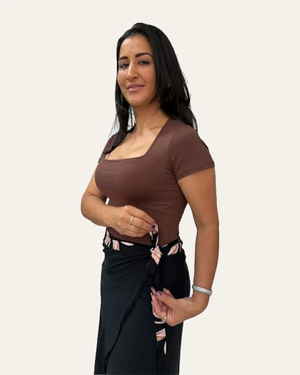 Blusa poliamida decote quadrado manga Preto, foto 12