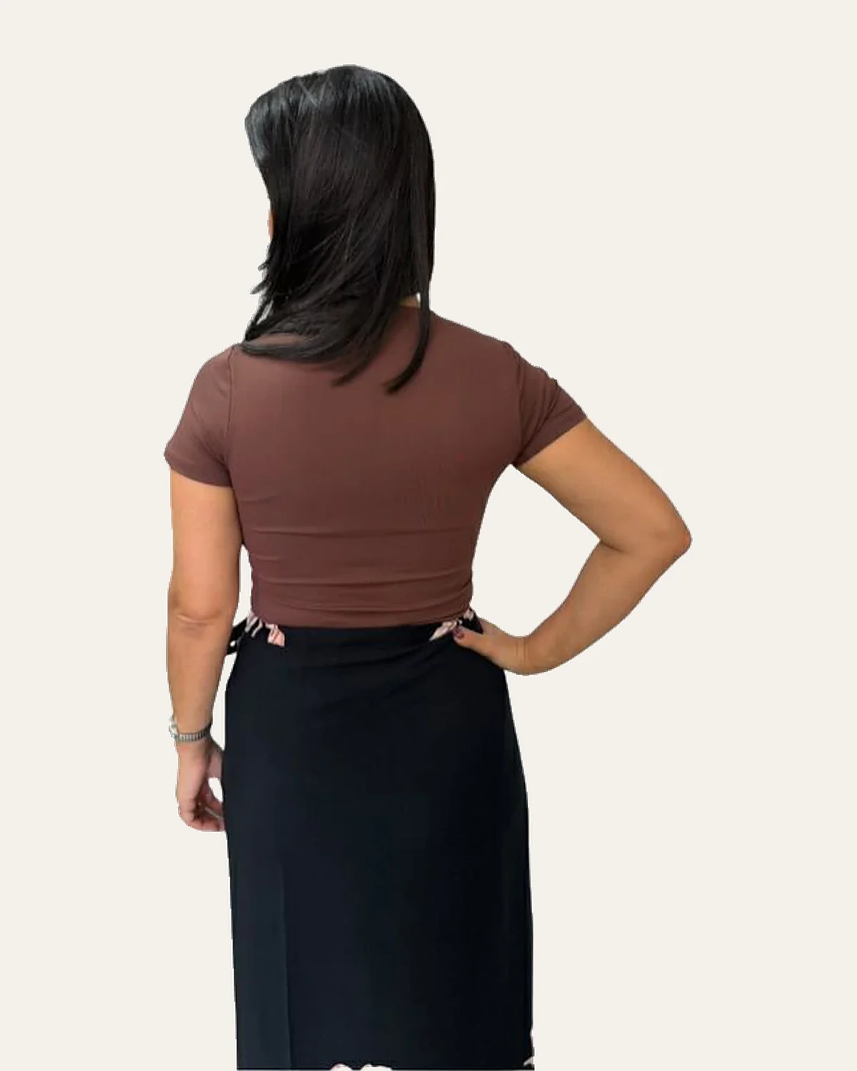 Blusa poliamida decote quadrado manga Preto, foto 13