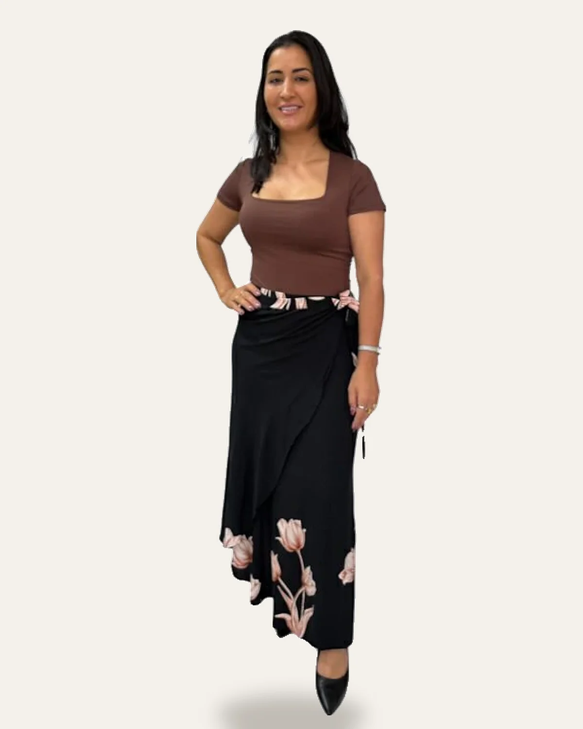 Blusa poliamida decote quadrado manga Preto, foto 14
