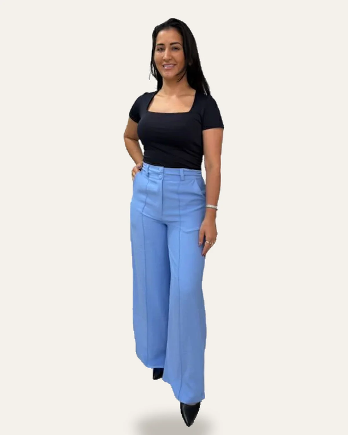 Blusa poliamida decote quadrado manga Preto, foto 15