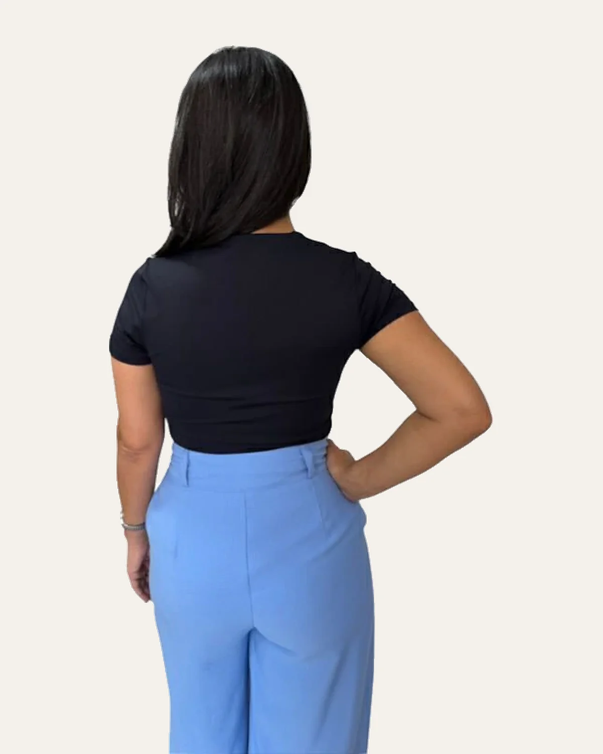 Blusa poliamida decote quadrado manga Preto, foto 16